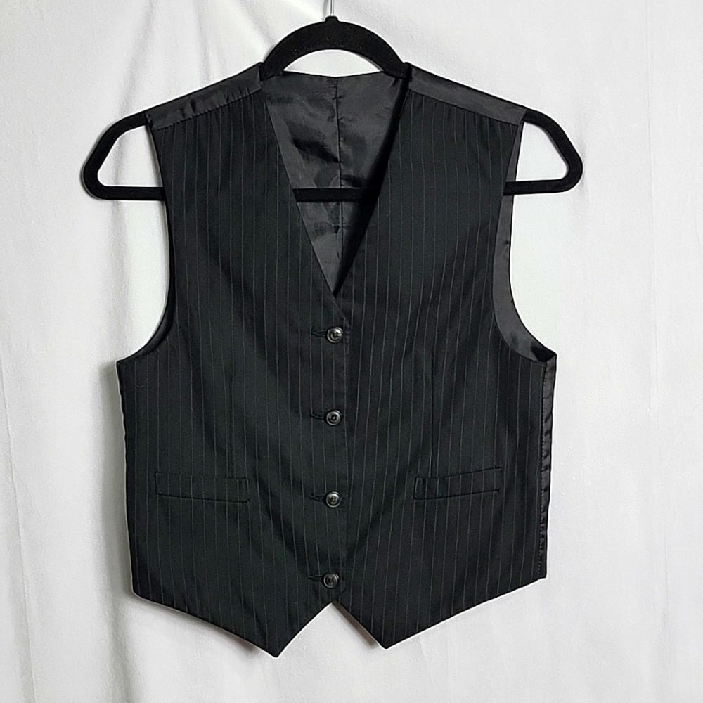 Women's Black Pinstripe Tailored Vest